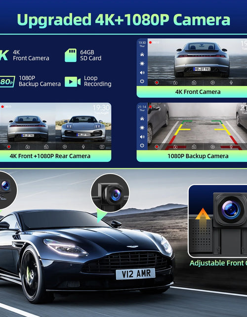 Load image into Gallery viewer, 9.26&#39;&#39; Wireless Carplay Screen for Car with 4K Dash Cam, 1080P Backup Camera, Portable Car Stereo with Carplay Android Auto, Mirror Link, Loop Recording, GPS Navigation, AUX/FM
