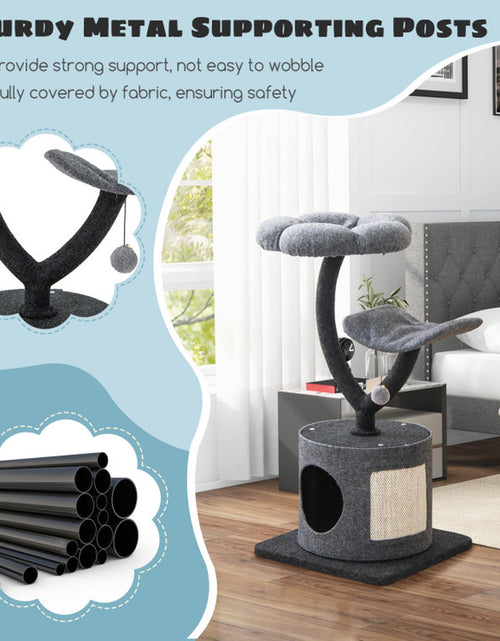 Load image into Gallery viewer, Cat Tree for Large and Small Cats with Curved Metal Supporting Frame
