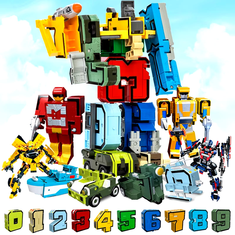 Assembling Building Blocks Educational Toys Action Figure Transformation Number Robot Deformation Robot Toy for Children