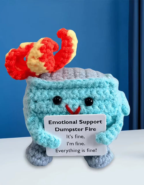 Load image into Gallery viewer, Emotional Support Dumpster Fire with Encouraging Card Positive Crochet Dumpster Fire Office and Home Decoration Gifts
