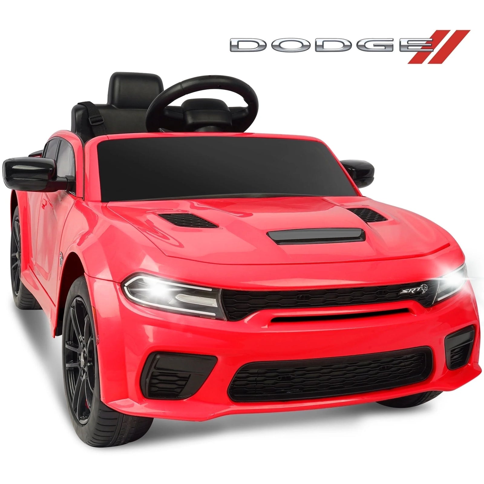 Dodge Electric Ride on Cars for Kids, 12V Licensed Dodge Charger SRT Powered Ride on Toys Cars with Parent Remote Control, Electric Car for Girls 3-5 W/Music Player/Led Headlights/Safety Belt, Black