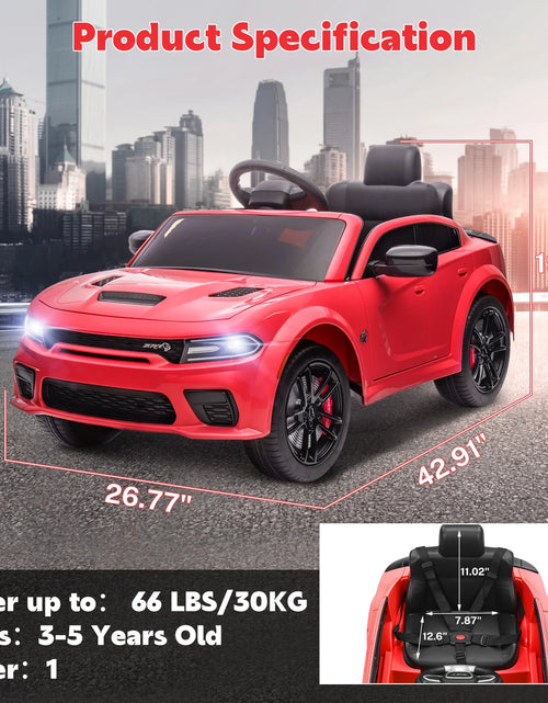 Load image into Gallery viewer, Dodge Electric Ride on Cars for Kids, 12V Licensed Dodge Charger SRT Powered Ride on Toys Cars with Parent Remote Control, Electric Car for Girls 3-5 W/Music Player/Led Headlights/Safety Belt, Black
