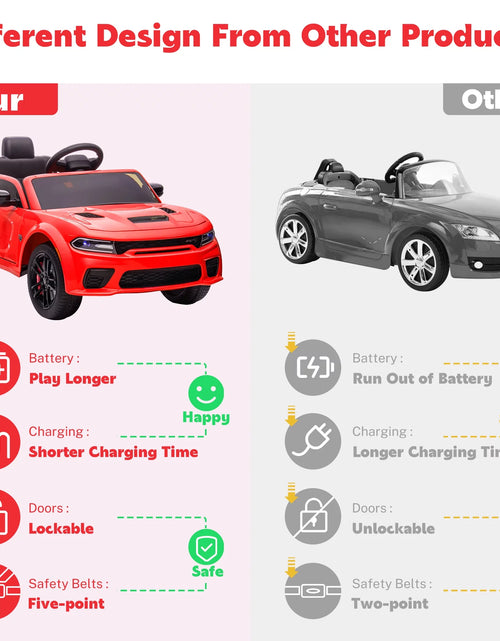 Load image into Gallery viewer, Dodge Electric Ride on Cars for Kids, 12V Licensed Dodge Charger SRT Powered Ride on Toys Cars with Parent Remote Control, Electric Car for Girls 3-5 W/Music Player/Led Headlights/Safety Belt, Black
