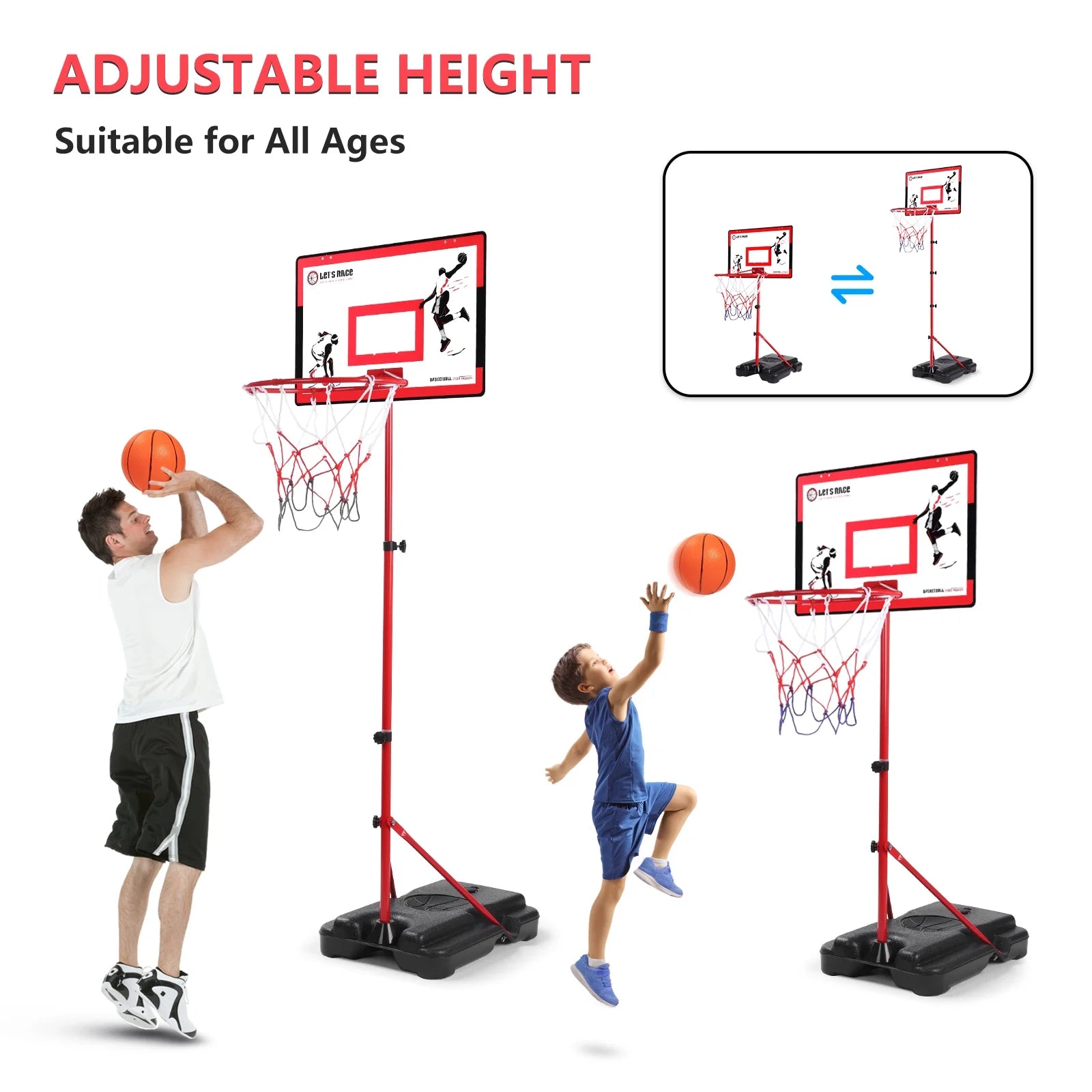 Kids Basketball Hoop for Age 3 4 5 6 7 8, Toddler Basketball Hoops Adjustable Height 3.01Ft-5.64Ft, Indoor Outdoor Mini Basketball Hoop Goal & Backboard Ball Games Toys for Girl Boy