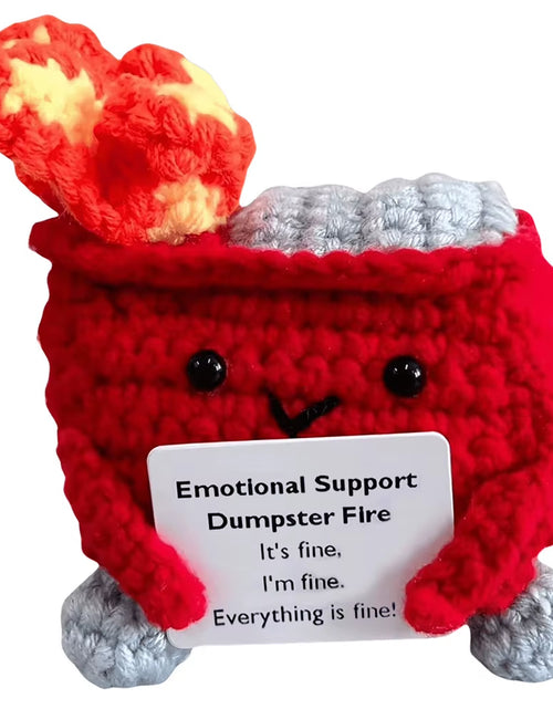 Load image into Gallery viewer, Emotional Support Dumpster Fire with Encouraging Card Positive Crochet Dumpster Fire Office and Home Decoration Gifts
