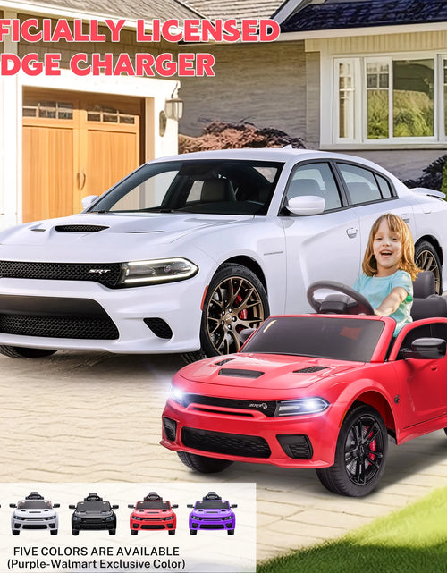 Load image into Gallery viewer, Dodge Electric Ride on Cars for Kids, 12V Licensed Dodge Charger SRT Powered Ride on Toys Cars with Parent Remote Control, Electric Car for Girls 3-5 W/Music Player/Led Headlights/Safety Belt, Black
