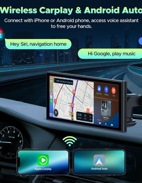 Load image into Gallery viewer, 9.26&#39;&#39; Wireless Carplay Screen for Car with 4K Dash Cam, 1080P Backup Camera, Portable Car Stereo with Carplay Android Auto, Mirror Link, Loop Recording, GPS Navigation, AUX/FM
