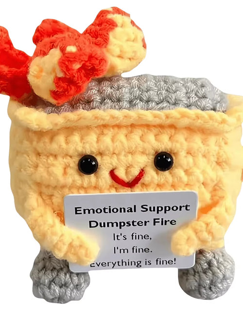 Load image into Gallery viewer, Emotional Support Dumpster Fire with Encouraging Card Positive Crochet Dumpster Fire Office and Home Decoration Gifts
