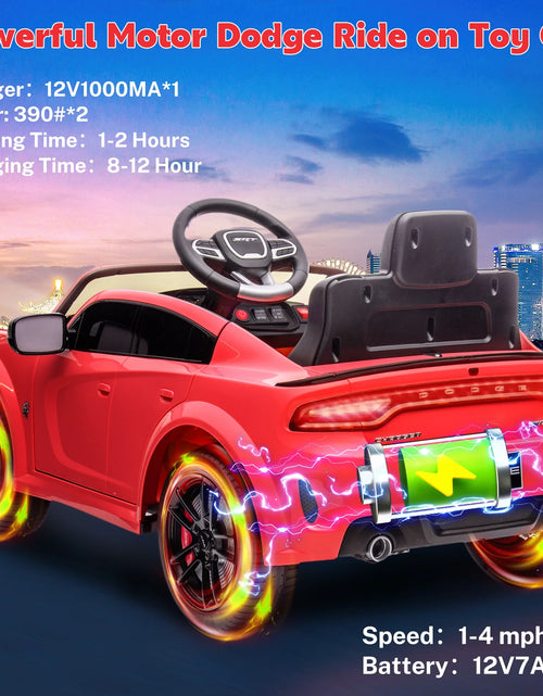 Load image into Gallery viewer, Dodge Electric Ride on Cars for Kids, 12V Licensed Dodge Charger SRT Powered Ride on Toys Cars with Parent Remote Control, Electric Car for Girls 3-5 W/Music Player/Led Headlights/Safety Belt, Black
