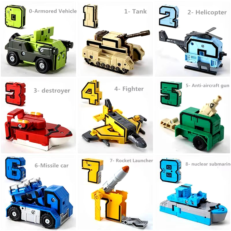 Assembling Building Blocks Educational Toys Action Figure Transformation Number Robot Deformation Robot Toy for Children