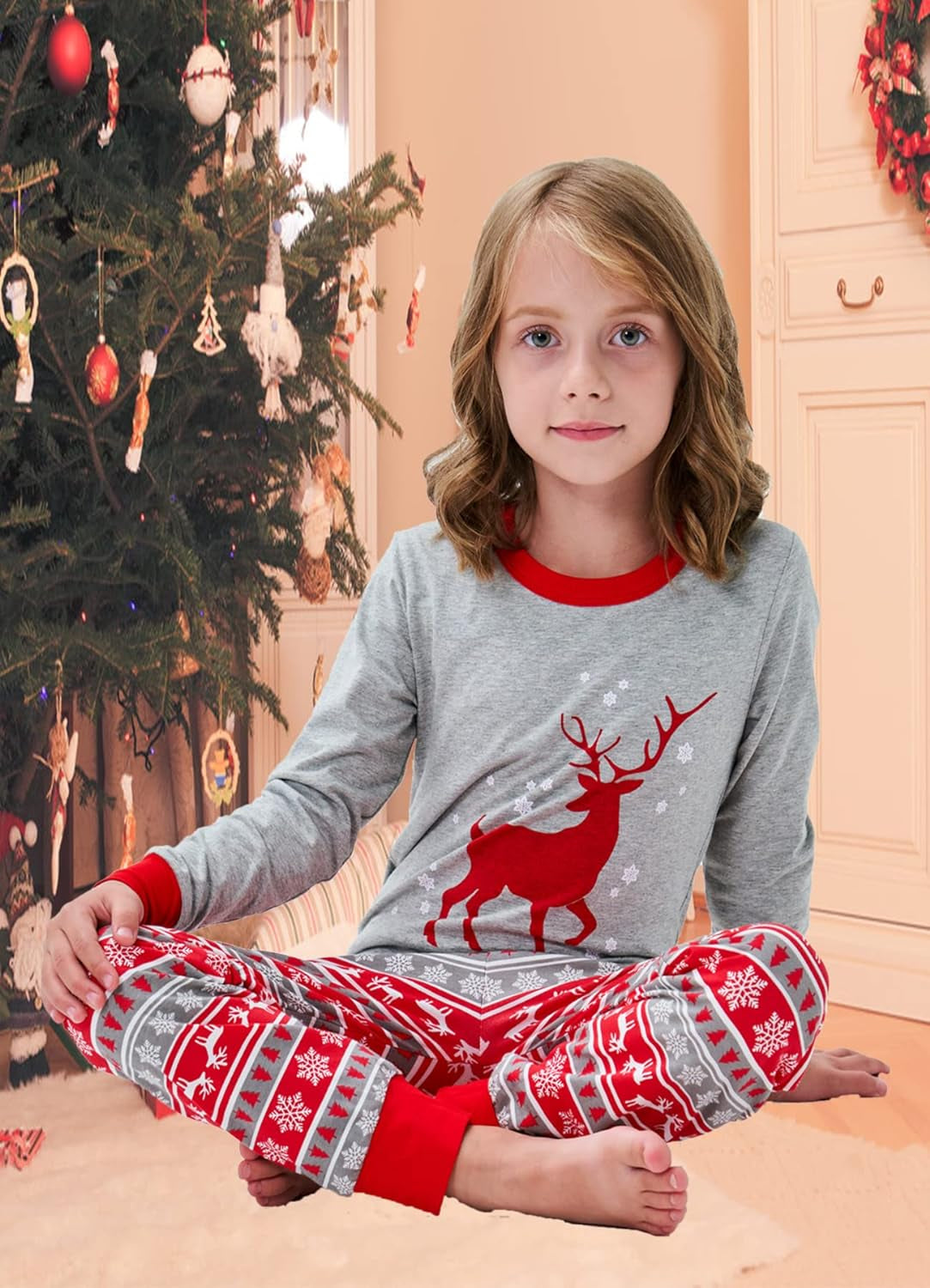 Family Matching Christmas Pajamas Boys Girls Holiday Pajamas Kids Sleepwear Christmas Pjs