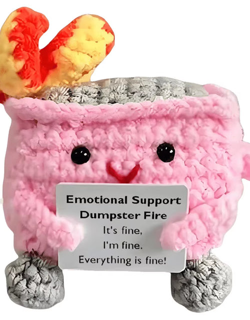 Load image into Gallery viewer, Emotional Support Dumpster Fire with Encouraging Card Positive Crochet Dumpster Fire Office and Home Decoration Gifts
