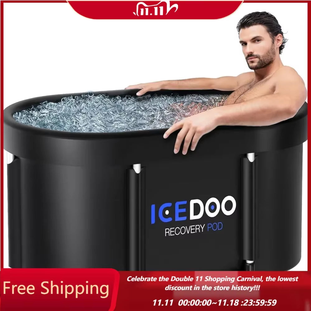 Upgrade XL 129 Gal Large Oval Ice Bath Tub for Athletes,Multiple Layered Portable Outdoor Cold Plunge Tub for Recovery