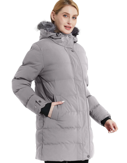 Load image into Gallery viewer, Women&#39;S Long Puffer Coat Heavy Winter Jackets Warm Puffy Jackets Charcoal XL
