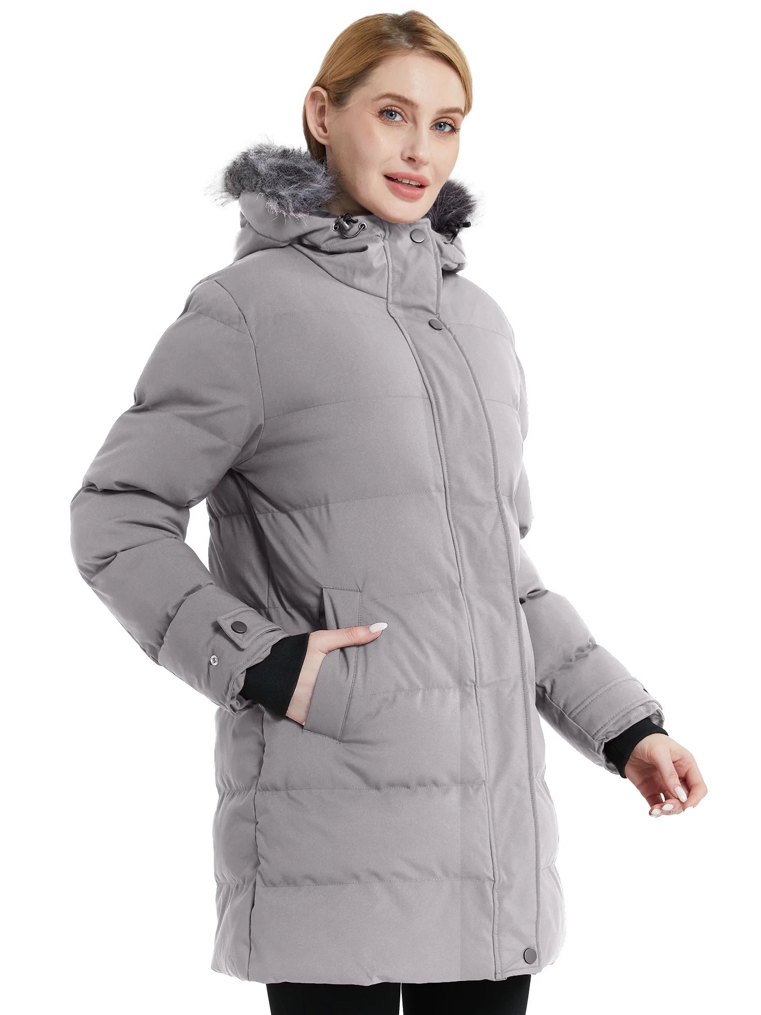 Women'S Long Puffer Coat Heavy Winter Jackets Warm Puffy Jackets Charcoal XL