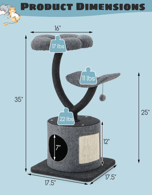 Load image into Gallery viewer, Cat Tree for Large and Small Cats with Curved Metal Supporting Frame
