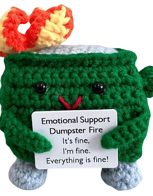 Load image into Gallery viewer, Emotional Support Dumpster Fire with Encouraging Card Positive Crochet Dumpster Fire Office and Home Decoration Gifts
