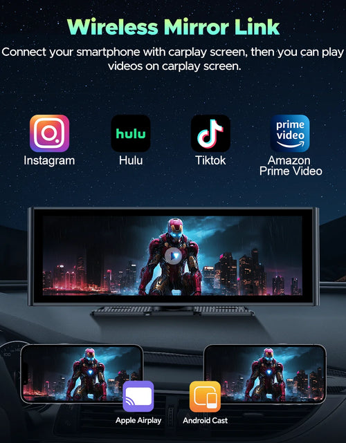 Load image into Gallery viewer, 9.26&#39;&#39; Wireless Carplay Screen for Car with 4K Dash Cam, 1080P Backup Camera, Portable Car Stereo with Carplay Android Auto, Mirror Link, Loop Recording, GPS Navigation, AUX/FM
