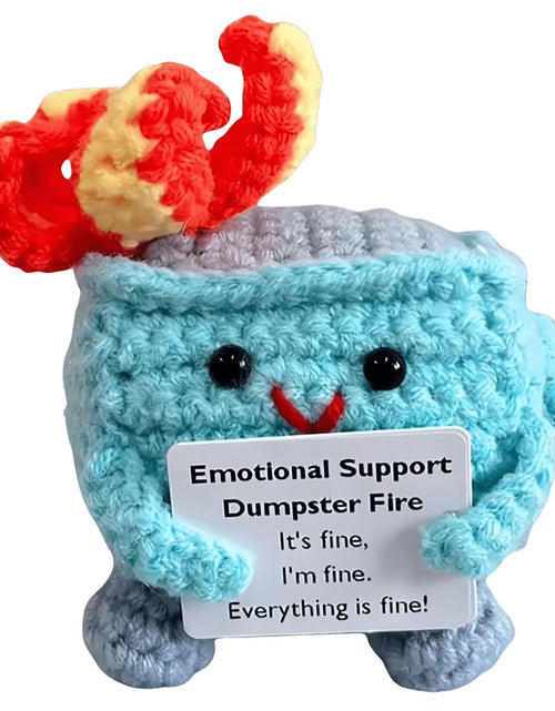 Load image into Gallery viewer, Emotional Support Dumpster Fire with Encouraging Card Positive Crochet Dumpster Fire Office and Home Decoration Gifts
