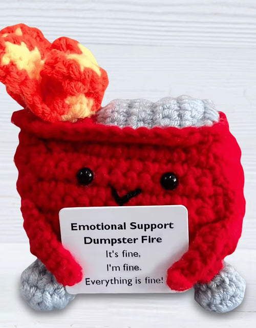 Load image into Gallery viewer, Emotional Support Dumpster Fire with Encouraging Card Positive Crochet Dumpster Fire Office and Home Decoration Gifts
